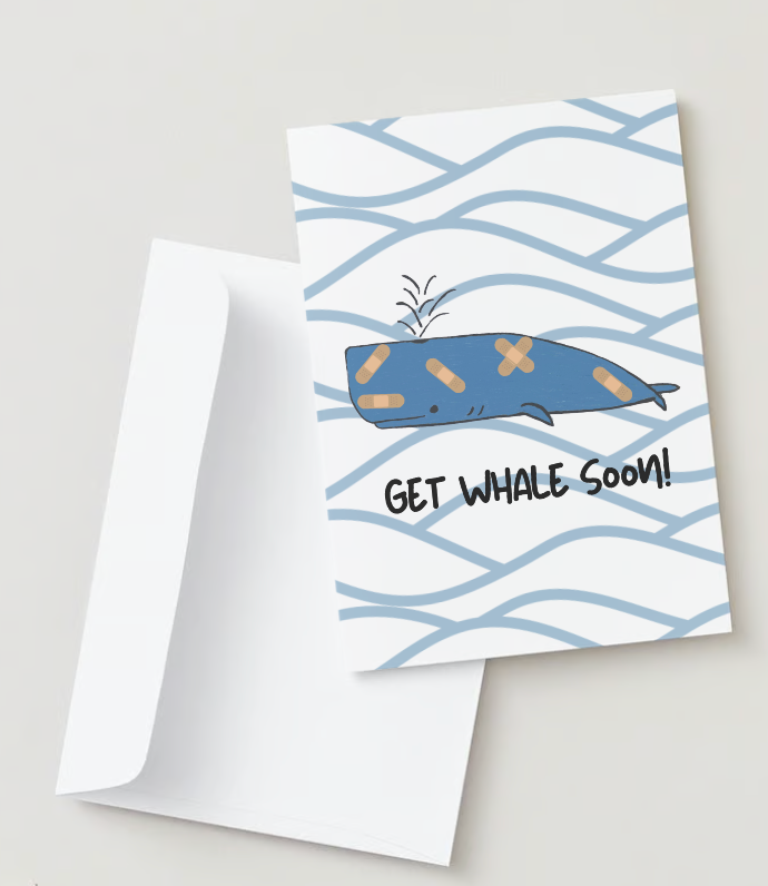 Get Well Soon, Hand Drawn Feel Better Greeting Card, Recycled Paper