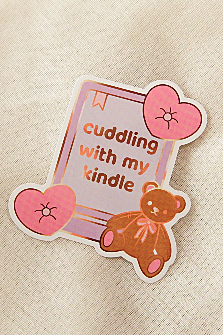 "Cuddling With My Kindle" Bookish Sticker
