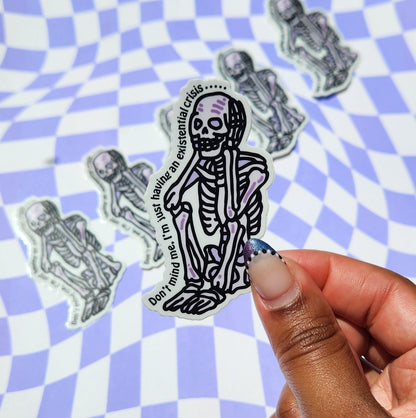 Existential Crisis Skeleton Sticker