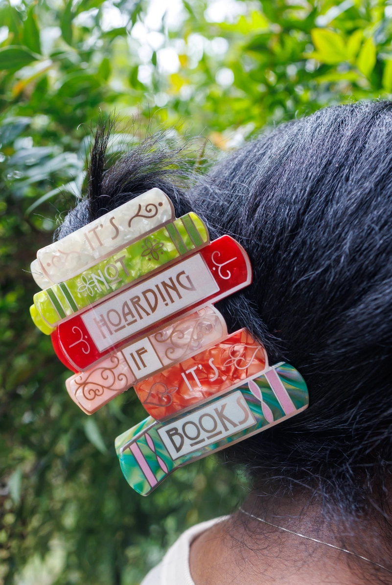 "It’s Not Hoarding If It’s Books" Bookish Hair Clip