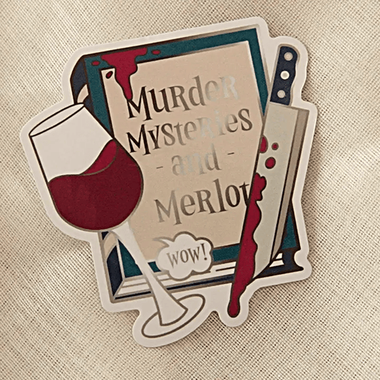 "Murder Mystery and Merlot" Bookish Sticker