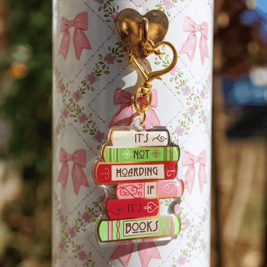 "It's Not Hoarding If It's Books" Bookish Keychain & EReader Charm
