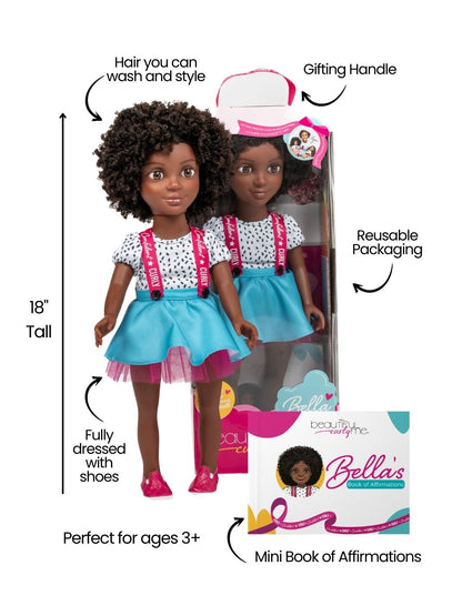 Bella 18-Inch Doll with Washable Natural Curly Hair