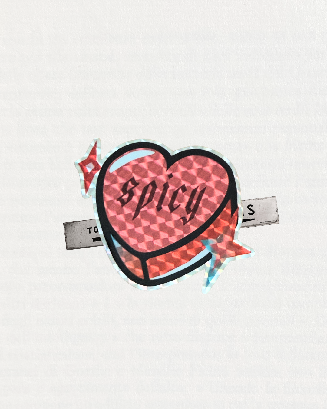 Spicy Candy Heart Holographic Sticker, 3 x 3 in