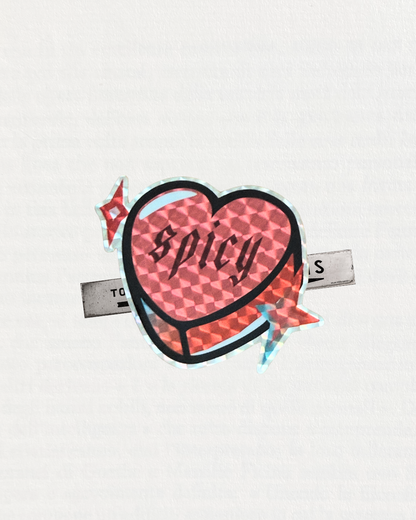 Spicy Candy Heart Holographic Sticker, 3 x 3 in
