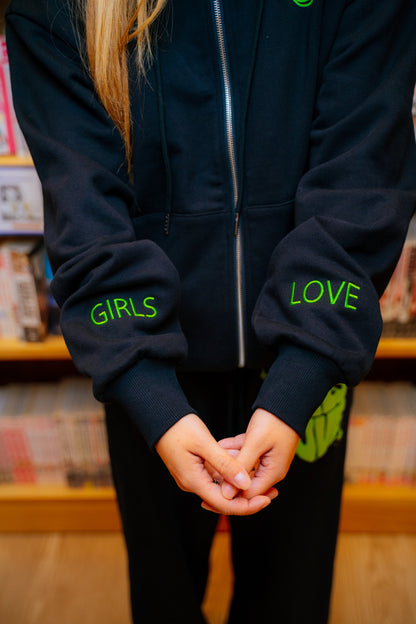 Hoodie | Girls Love - BLK/GR