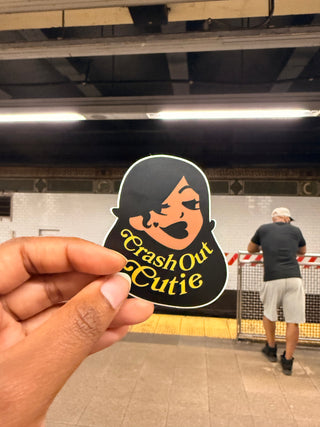 Crash Out Cutie Vinyl Sticker, 3x3 Permanent