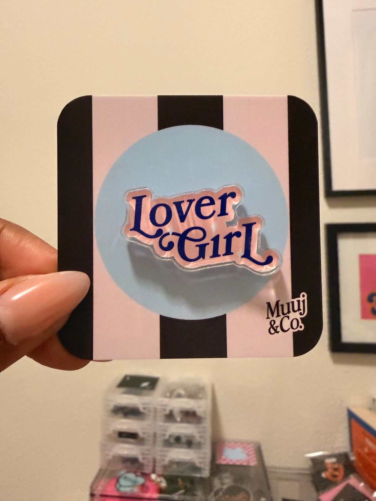 Lover girl Text Acrylic Pin