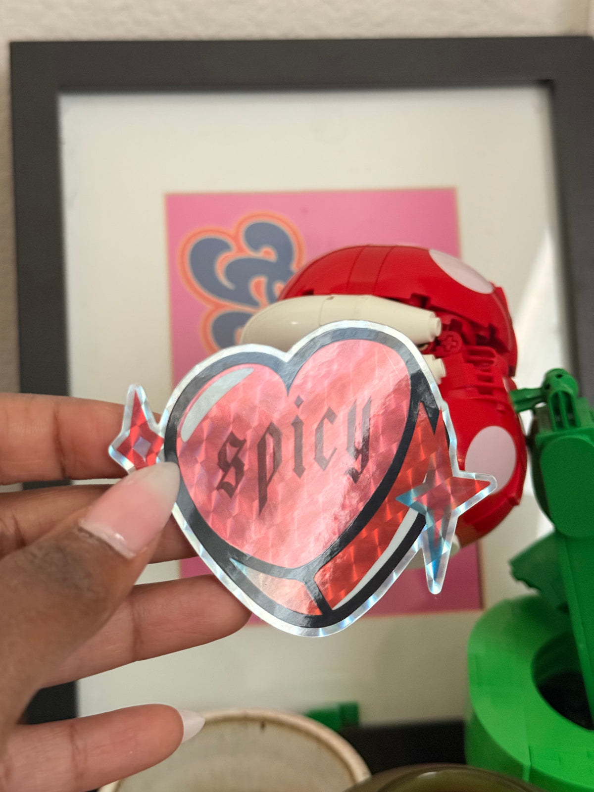 Spicy Candy Heart Holographic Sticker, 3 x 3 in