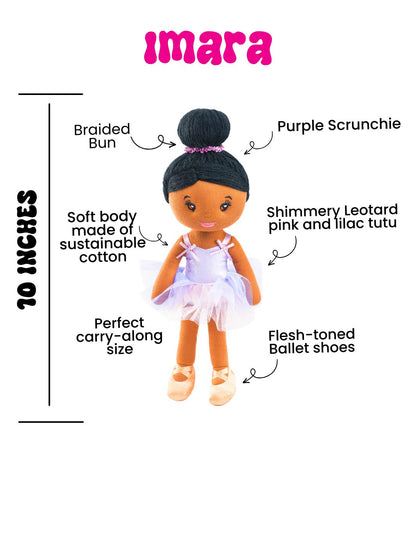 Imara Ballerina 10-Inch Black Plush Doll and Storybook Set