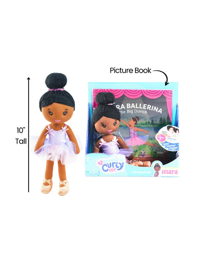 Imara Ballerina 10-Inch Black Plush Doll and Storybook Set