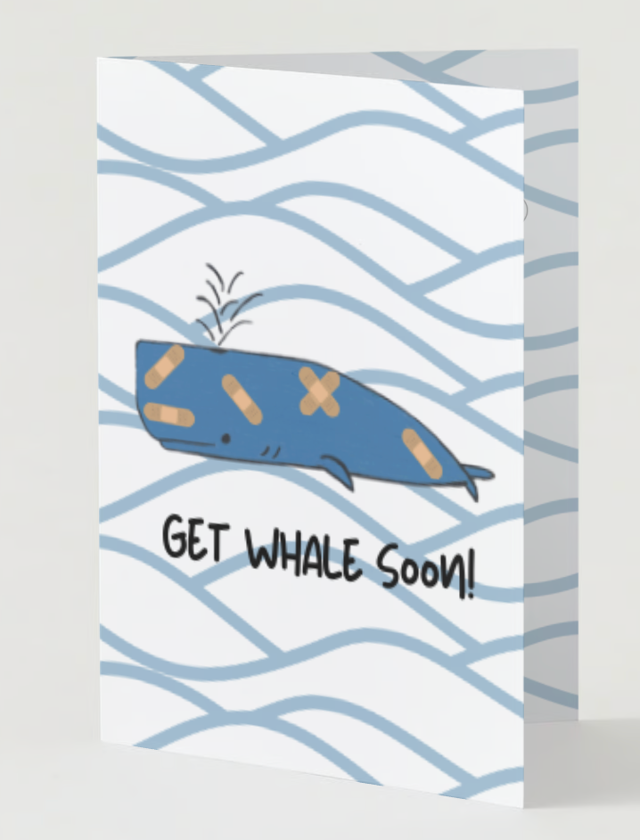 Get Well Soon, Hand Drawn Feel Better Greeting Card, Recycled Paper
