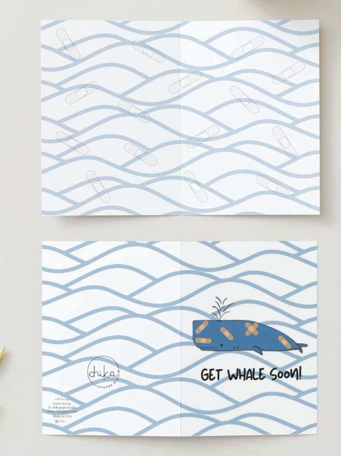 Get Well Soon, Hand Drawn Feel Better Greeting Card, Recycled Paper