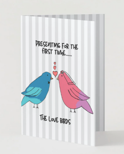 Love Birds, Hand Drawn Romantic Love Greeting Card, Recycled Paper
