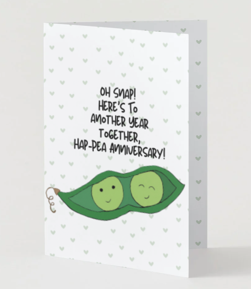 Anniversary, Hand Drawn Love & Anniversary Greeting Card, Recycled Paper