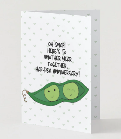 Anniversary, Hand Drawn Love & Anniversary Greeting Card, Recycled Paper