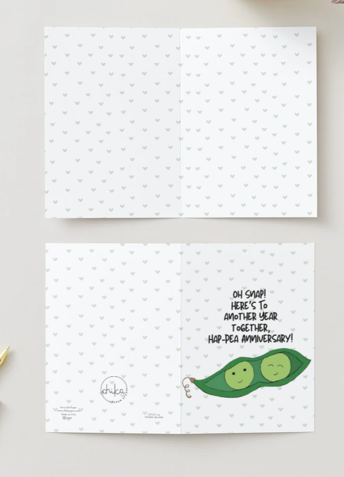 Anniversary, Hand Drawn Love & Anniversary Greeting Card, Recycled Paper