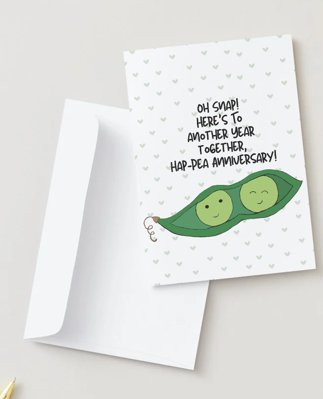 Anniversary, Hand Drawn Love & Anniversary Greeting Card, Recycled Paper