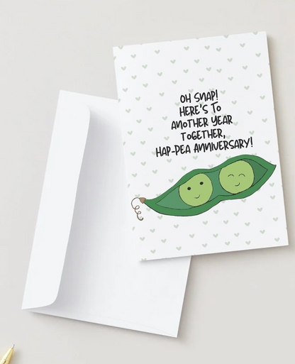Anniversary, Hand Drawn Love & Anniversary Greeting Card, Recycled Paper