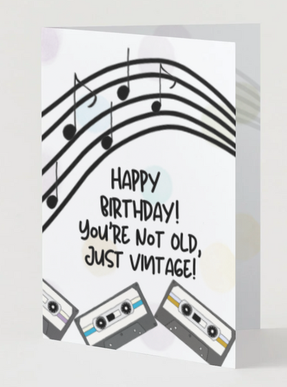Vintage Birthday Card, Hand Drawn Retro Birthday Greeting Card, Recycled Paper