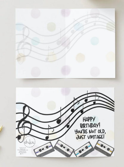 Vintage Birthday Card, Hand Drawn Retro Birthday Greeting Card, Recycled Paper