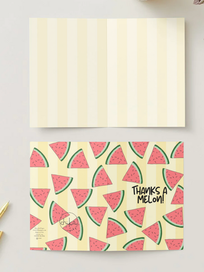 Thanks A Melon! Hand Drawn Watermelon Thank You Card