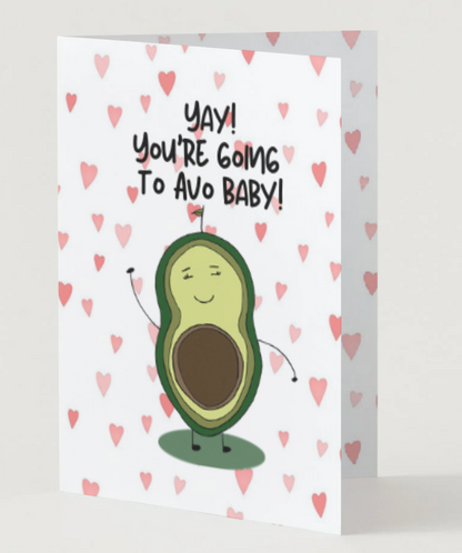 You're Going to Avo Baby, Hand Drawn Pregnancy Announcement Card