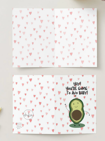 You're Going to Avo Baby, Hand Drawn Pregnancy Announcement Card