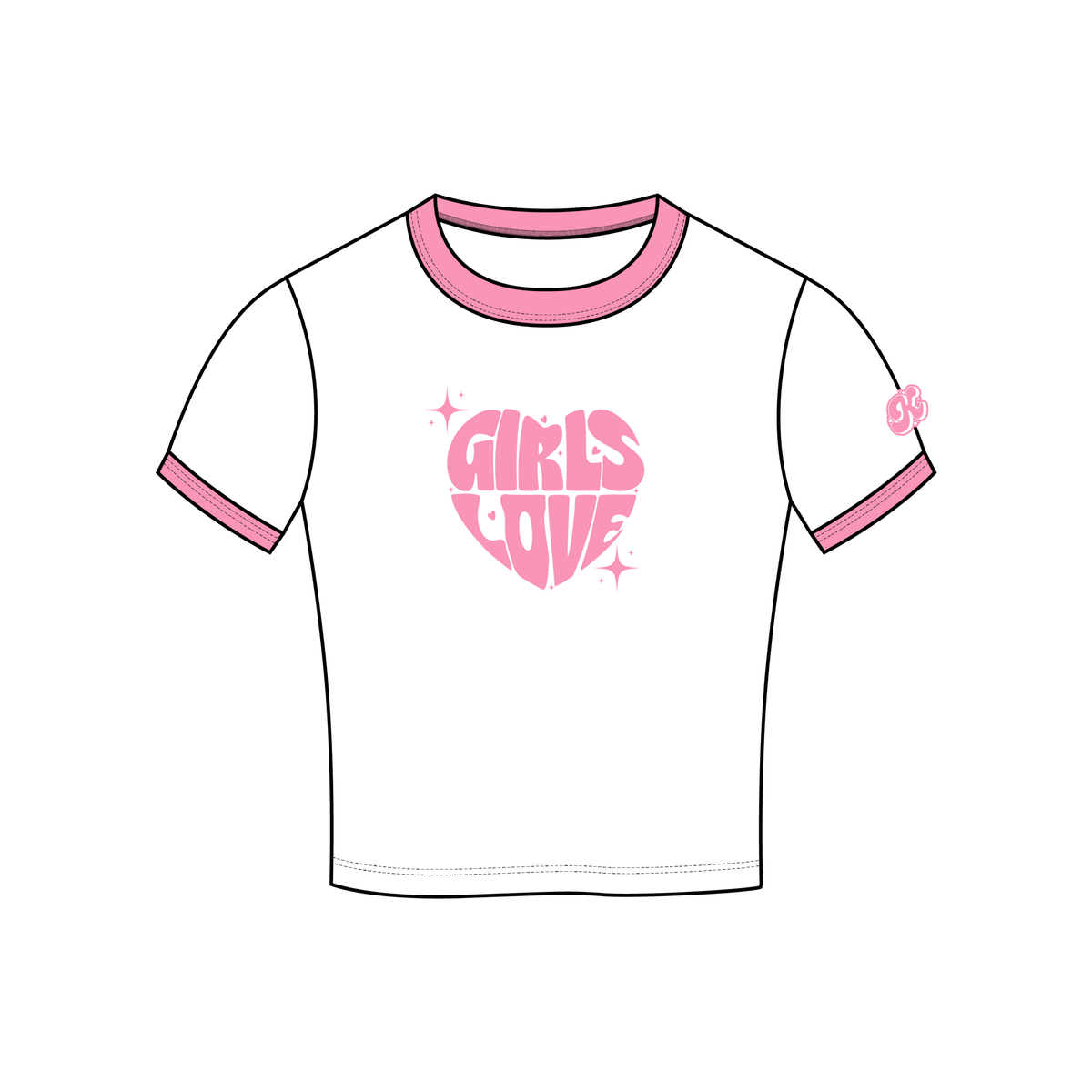 Tee | Girls Love - WH/PK