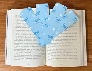 Blue Coquette "Bow and Heart" Bookmark
