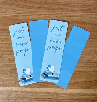 Blue Coquette White Mug "Just One More Page" Bookmark